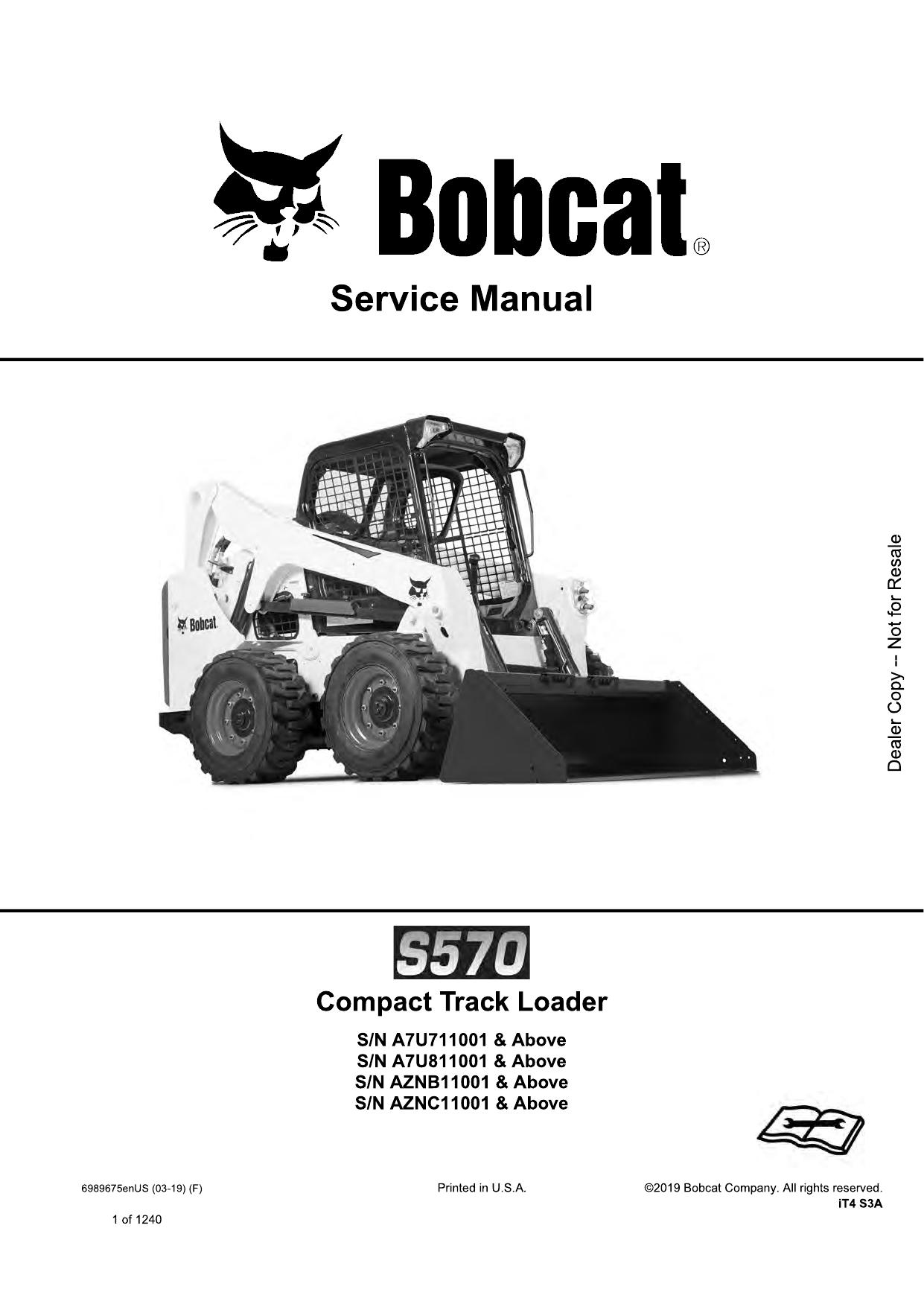 S570 Skid-Steer Loader Service Manual Bobcat